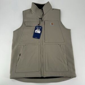 New Carhartt Super Dux Rain Defender Sherpa Lined Vest Mens Small Tan OV4999-M